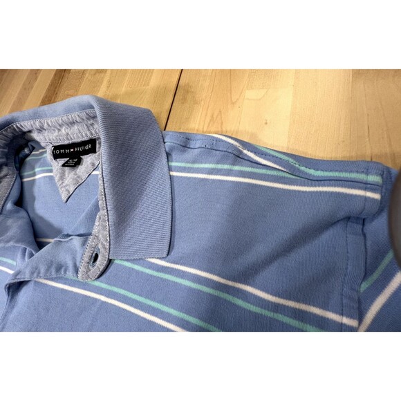 Tommy Hilfiger Polo Shirt XL Blue Stripe - Picture 7 of 8